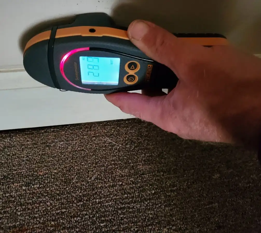 Moisture detection at baseboard during Storm Damage Restoration in Tysons